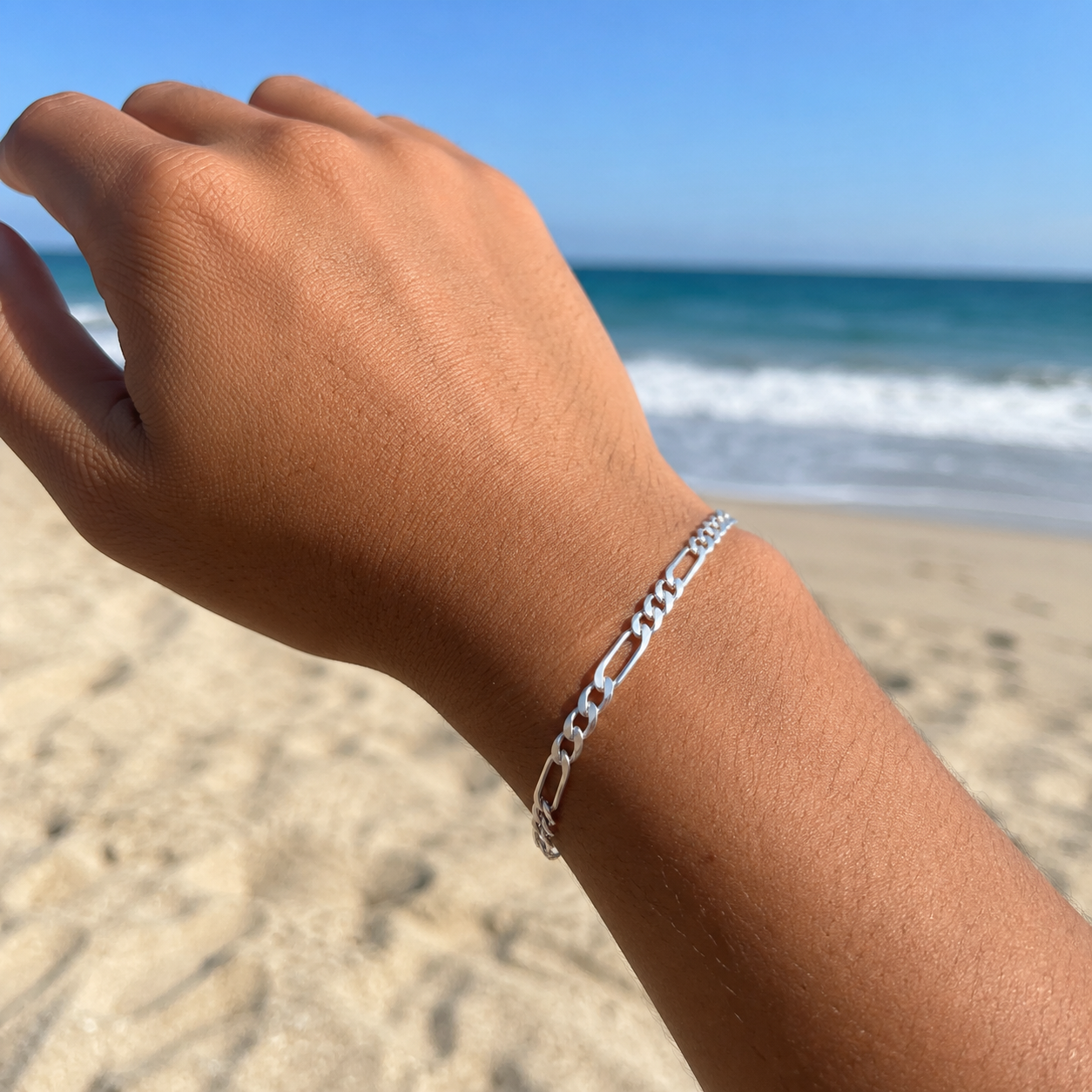 925 silver figaro bracelet