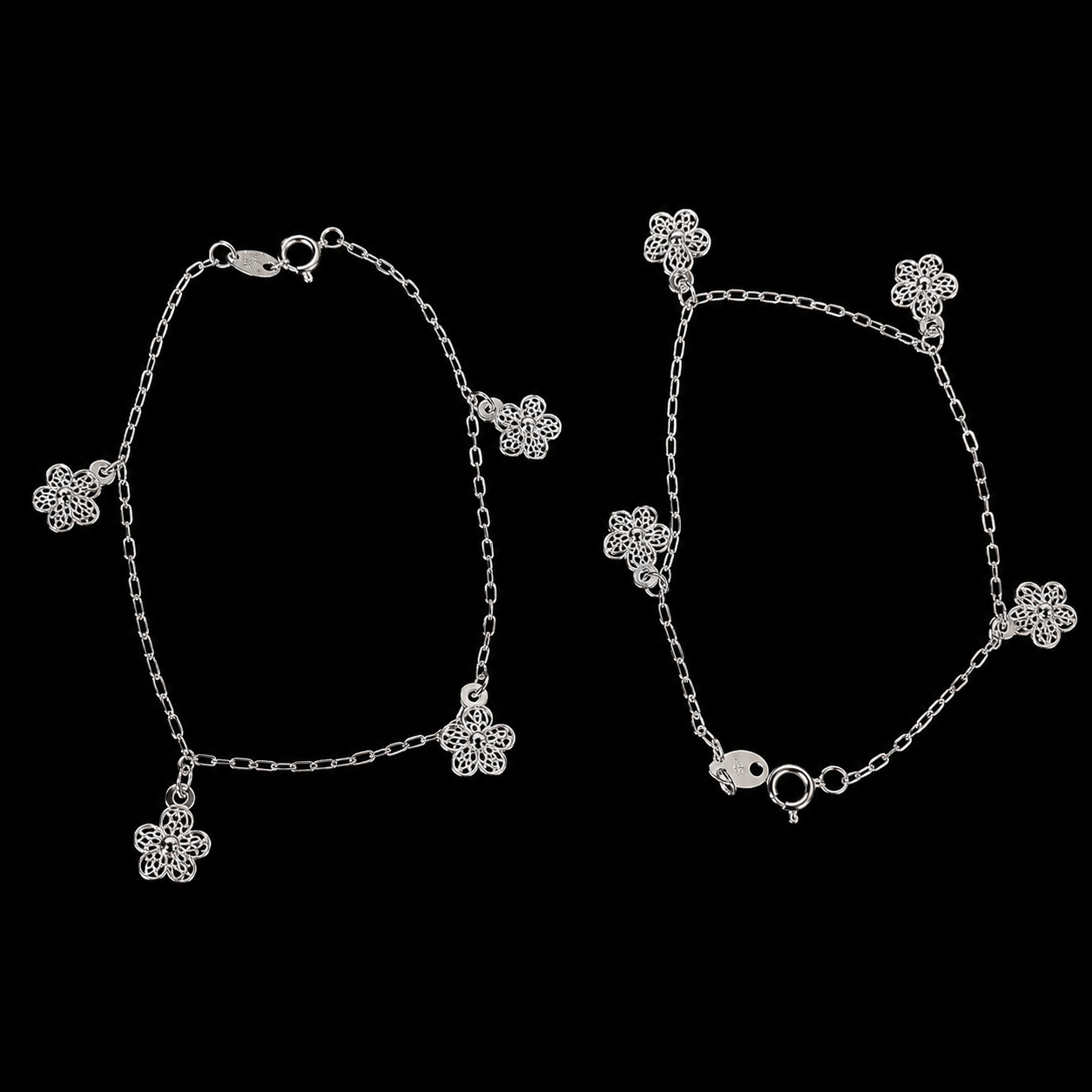 925 silver flower bracelet