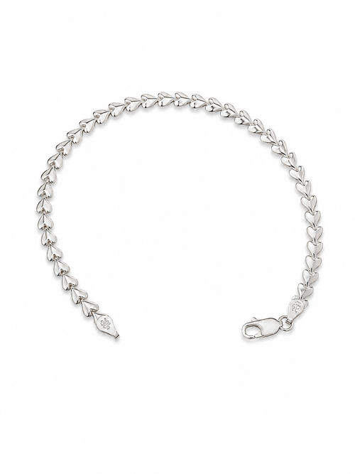 Italy 3.7mm Heart Stampato Bracelet in Hollow 925 Sterling Silver