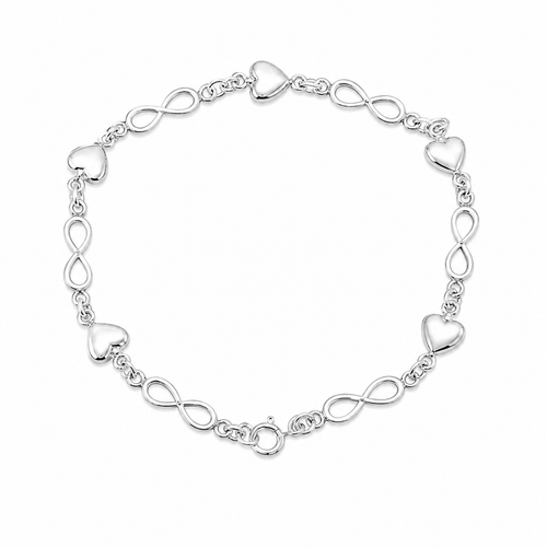 925 silver Puffy heart and infinity bracelet