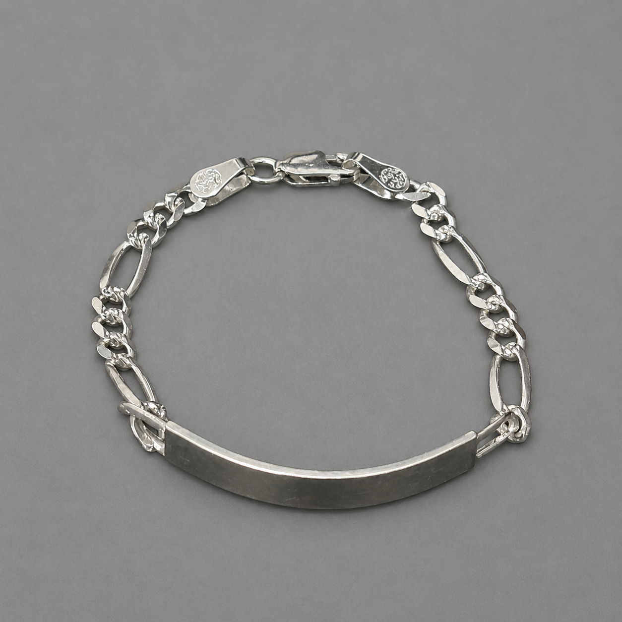 925 silver figaro id bracelet