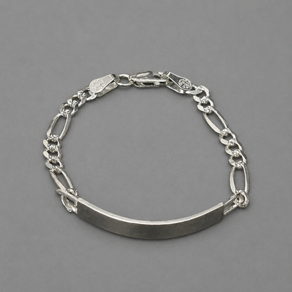 925 silver figaro id bracelet