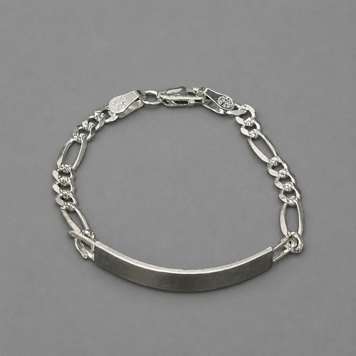925 silver figaro id bracelet